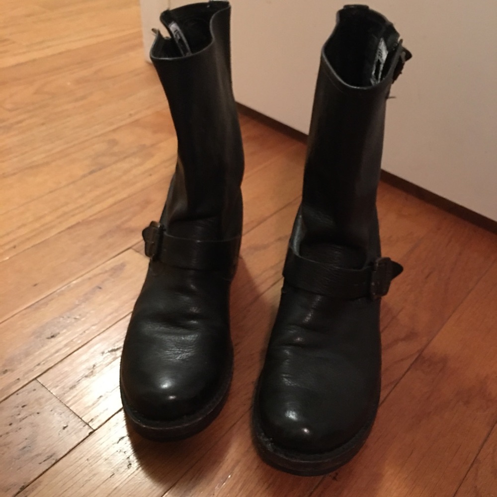 Black Frye Leather Moto Boot size 8